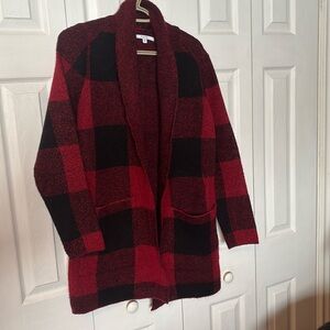 Red and Black Plaid Cardiganan